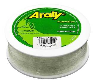 Hilo de pesca ARATY Superflex monofilamento 0.25mm - 1000Mts. Varios colores