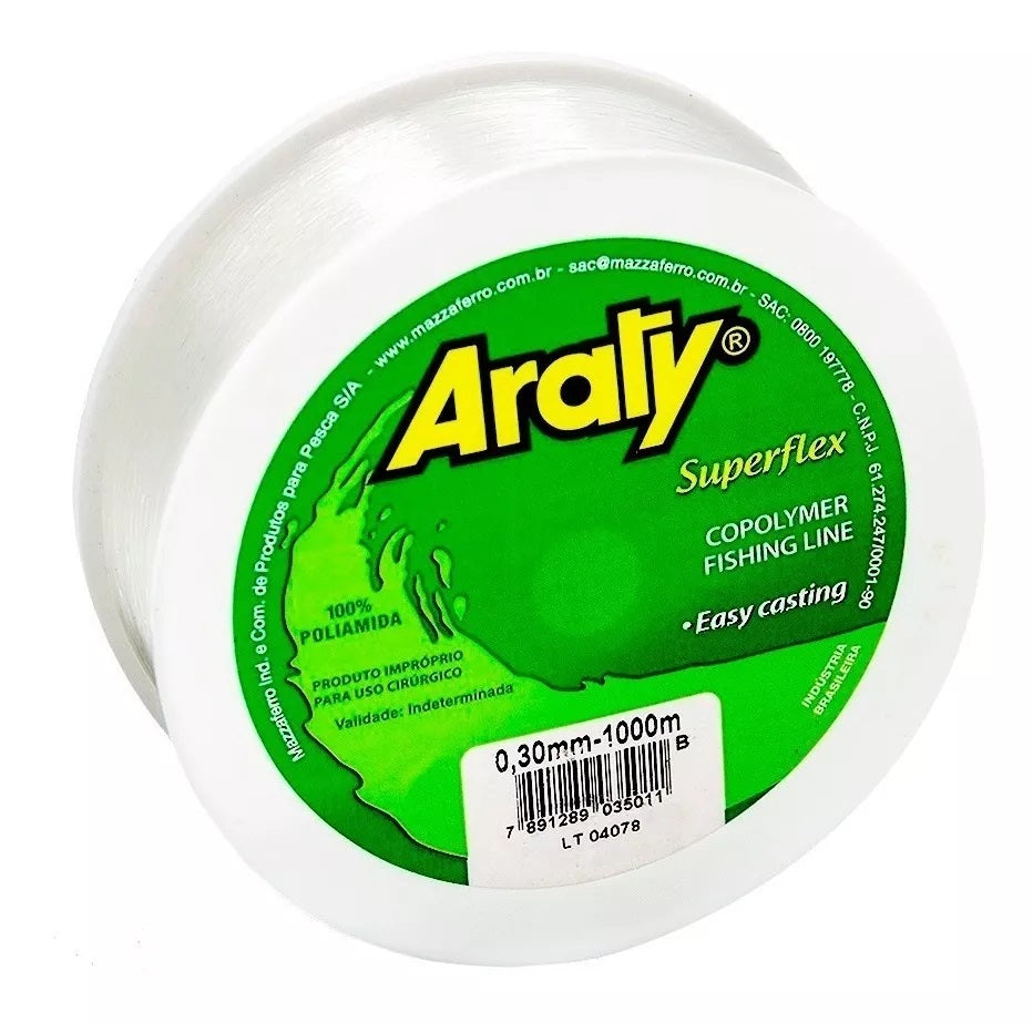 Hilo de pesca ARATY Superflex monofilamento 0.30mm - 1000Mts. Varios colores