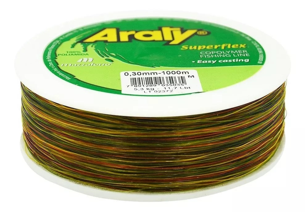 Hilo de pesca ARATY Superflex monofilamento 0.30mm - 1000Mts. Varios colores