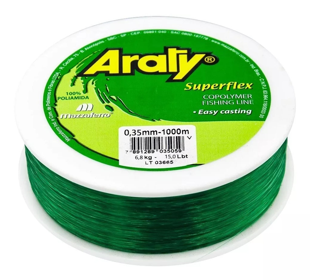 Hilo de pesca ARATY Superflex monofilamento 0.35mm - 1000Mts. Varios colores