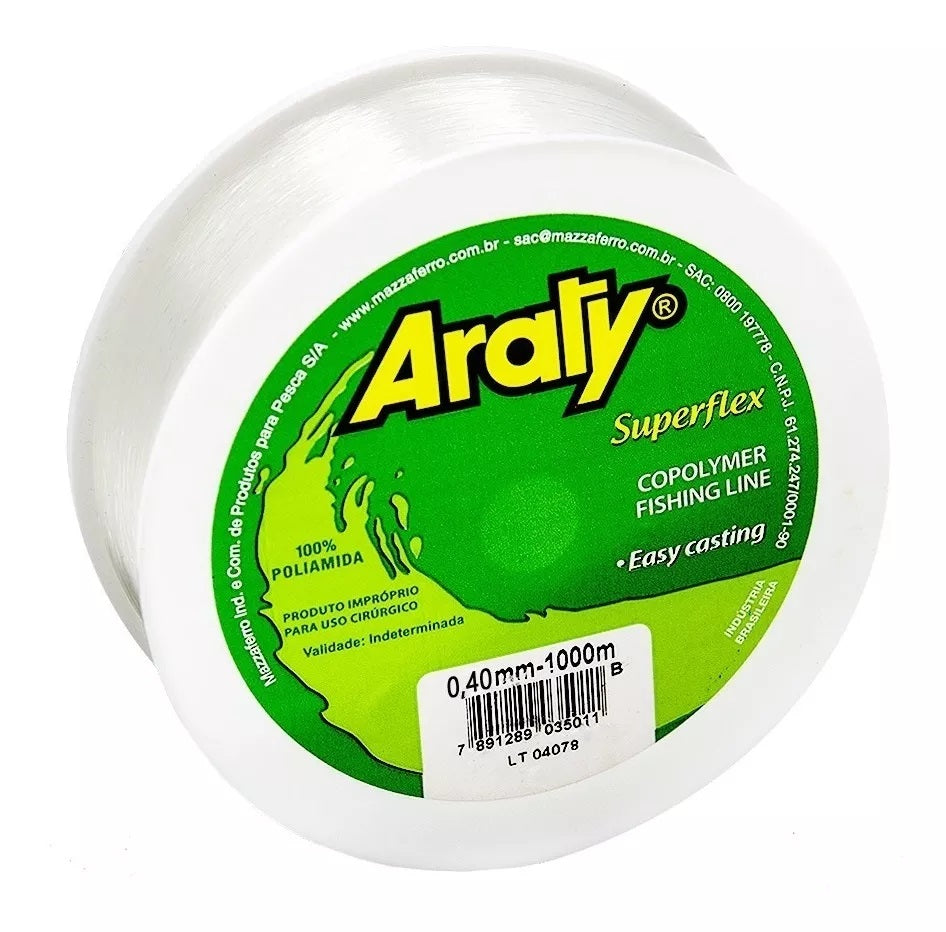 Hilo de pesca ARATY Superflex monofilamento 0.40mm - 1000Mts. Varios colores