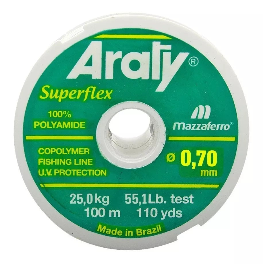 Hilo de pesca ARATY Superflex monofilamento 0.70mm - 100Mts. Varios colores