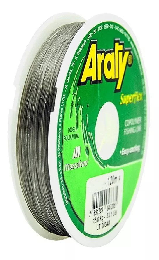 Hilo de pesca ARATY Superflex monofilamento 120Mts. Color HUMO Varios diametros