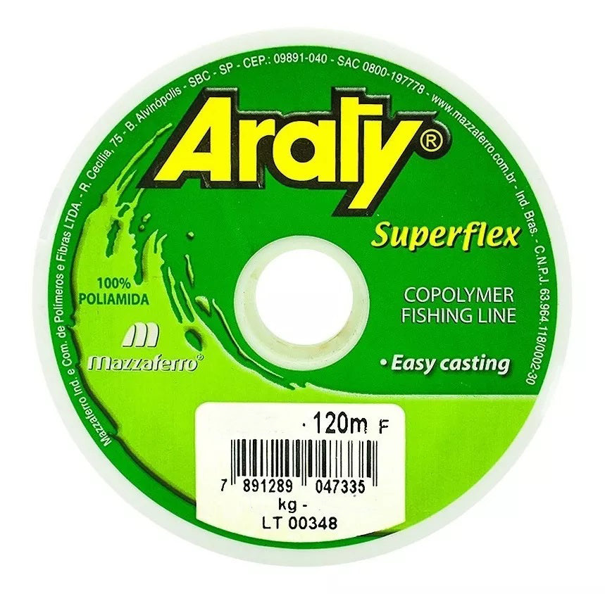 Hilo de pesca ARATY Superflex monofilamento 120Mts. Color HUMO Varios diametros